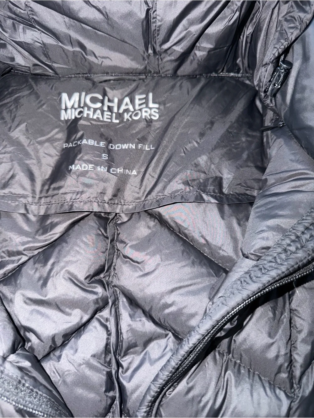 Michael Kors Women's Black  Packable Down Puffer Jacket Funnel Neck Sz Small